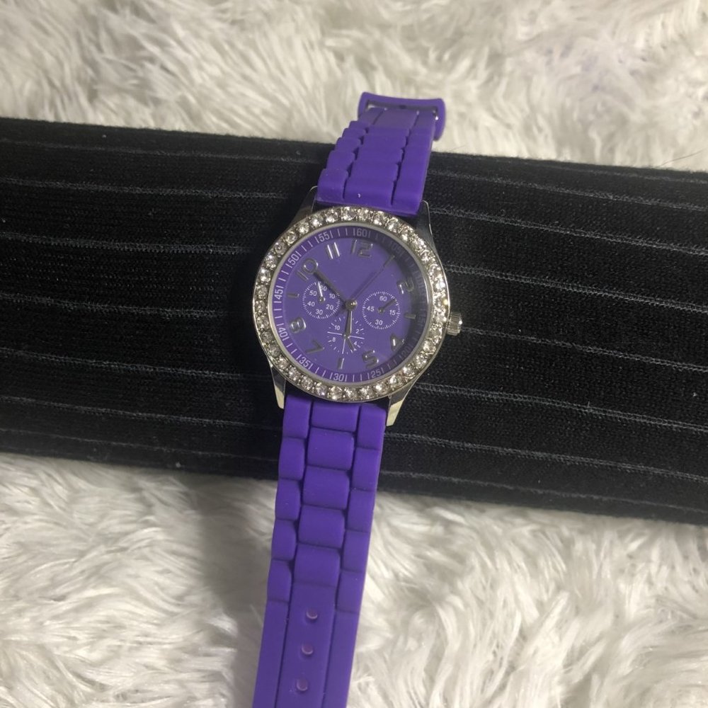 Darice Purple Rhinestone Silicon Watch - NWOT